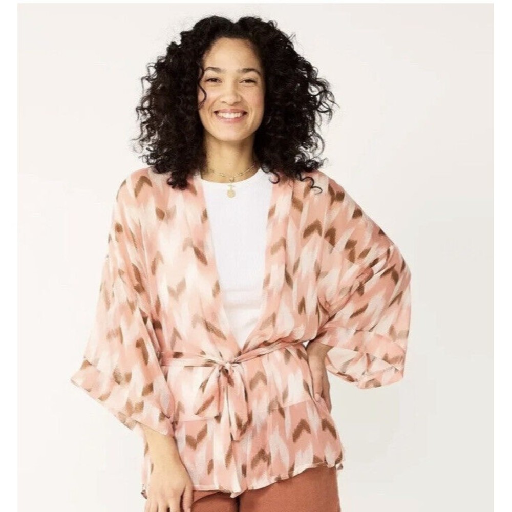 Womens Sonoma Tie Kimono One Size Goods For Life Staggered Ikat Waits